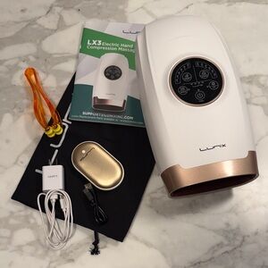 Lunix LX3 Electric Compression Hand Massager, White & Rose Gold